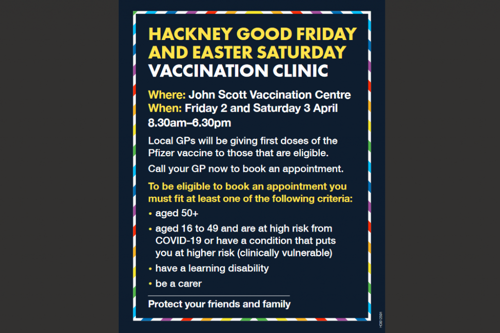 Hackney Good Friday and Easter Saturday Vaccination Clinic